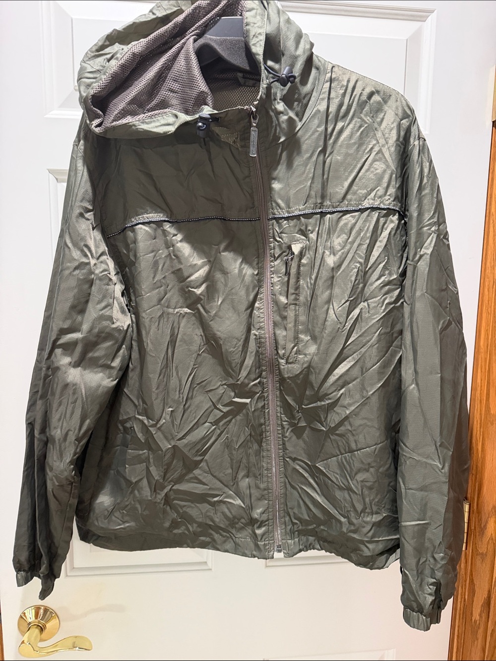 Eddie Bauer Olive Hooded Windbreaker
